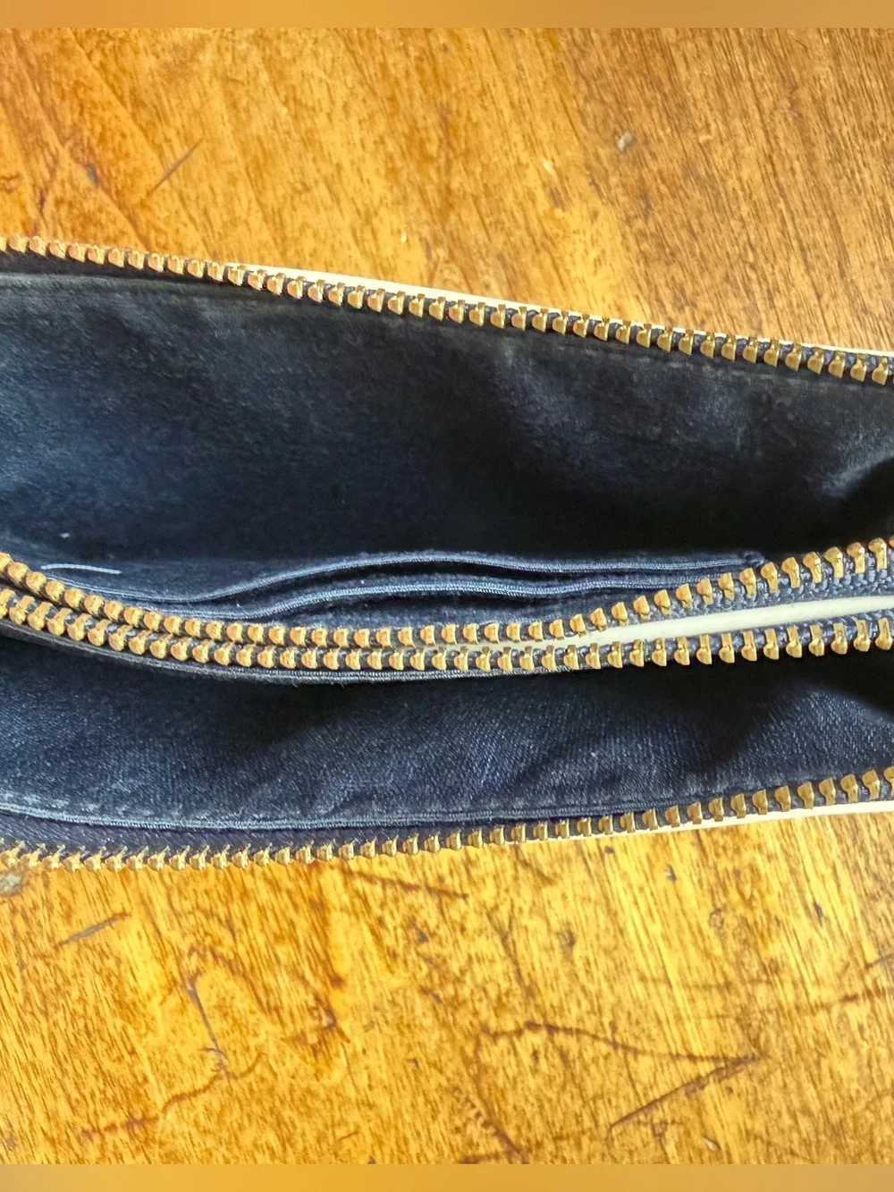 Authentic Coach Navy Blue Pebbled Leather Double Zip Wristlet Wallet